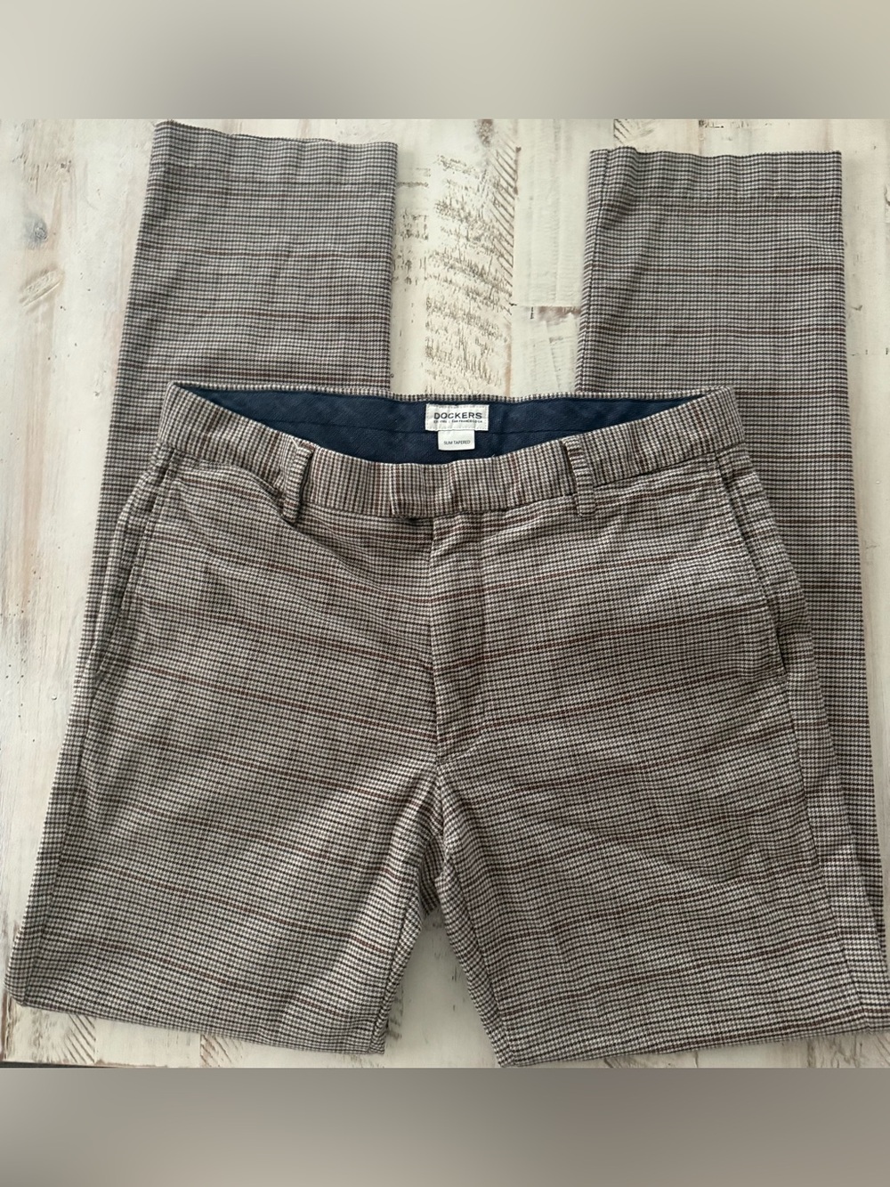 Dockers Men's Tan/Brown Micro Houndstooth Chino Pants